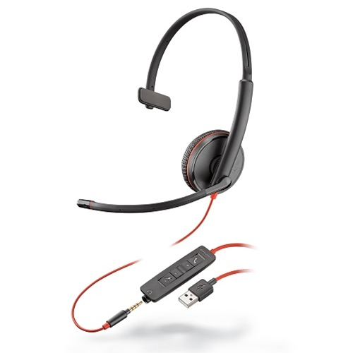 POLY Blackwire 3215 Headset Bedraad Hoofdband Oproepen/muziek USB Type-A Zwart (209746-101) thumbnail