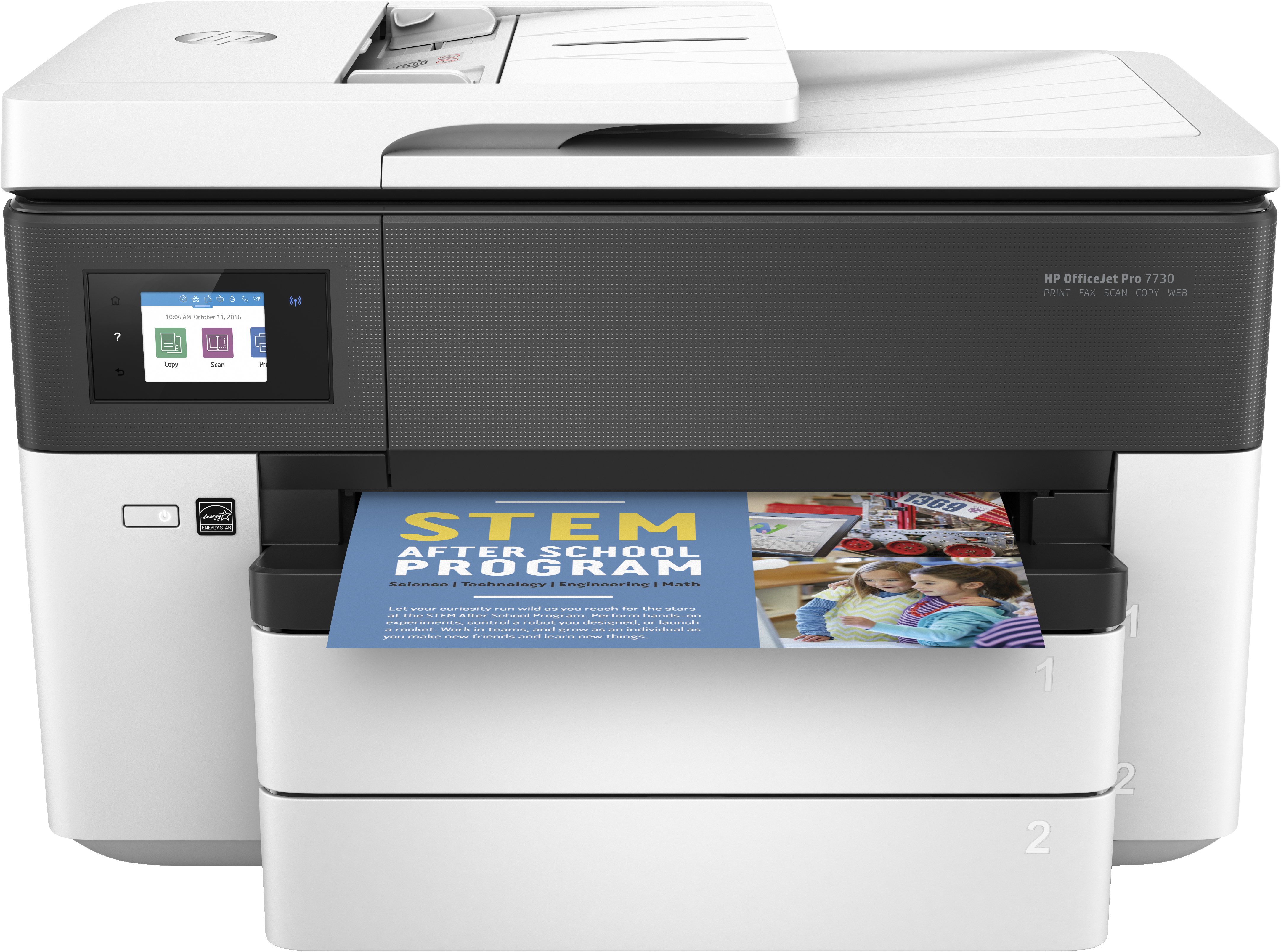 HP OfficeJet Pro 7730 breedformaat All-in-One printer, Printen, kopiëren, scannen, faxen, Invoer voor 35 vel; Printen via USB-poort aan voorzijde; Dubbelzijdig printen (Y0S19A#A80) thumbnail