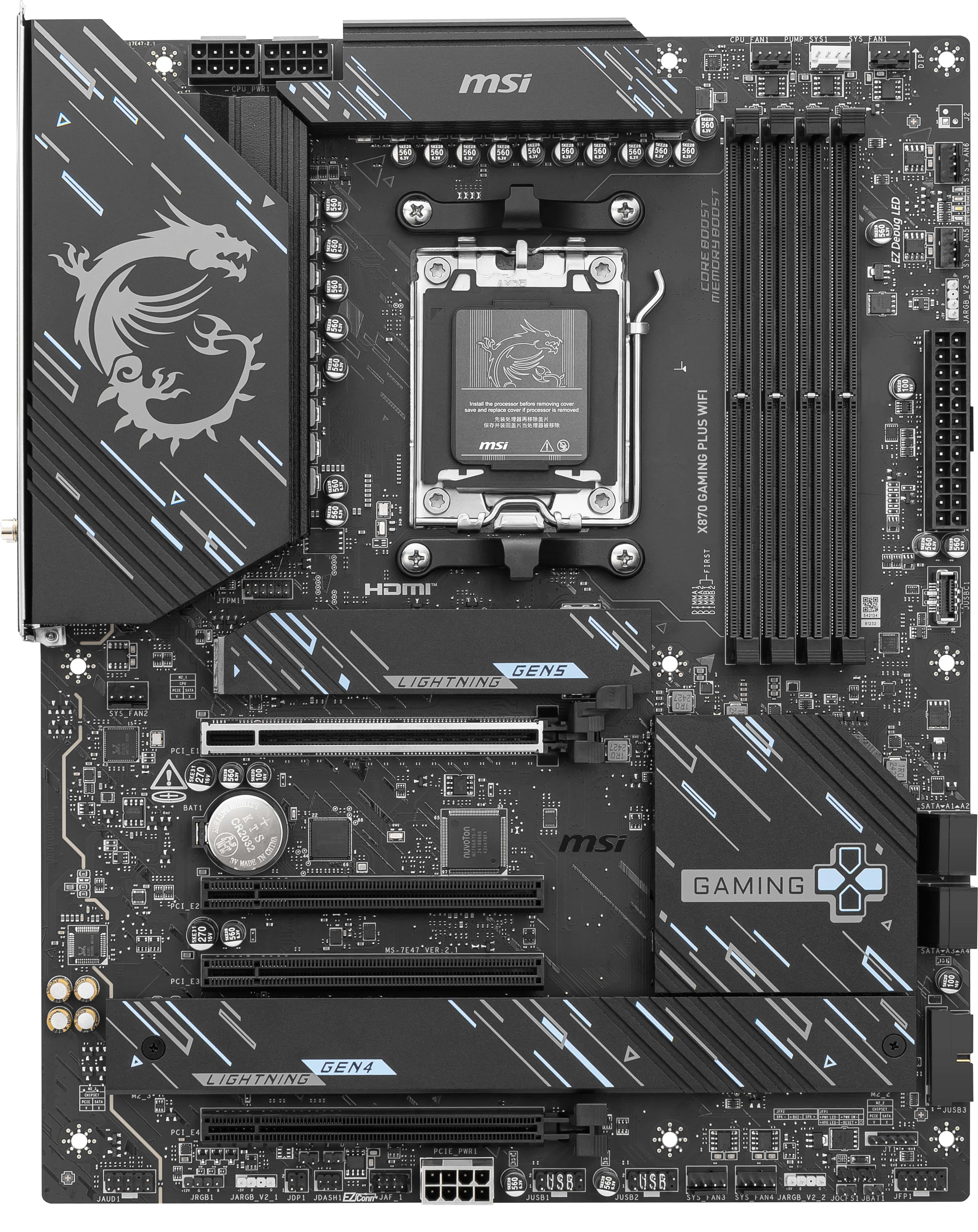 MSI X870 GAMING PLUS WIFI moederbord AMD X870 Socket AM5 ATX (7E47-004R) thumbnail