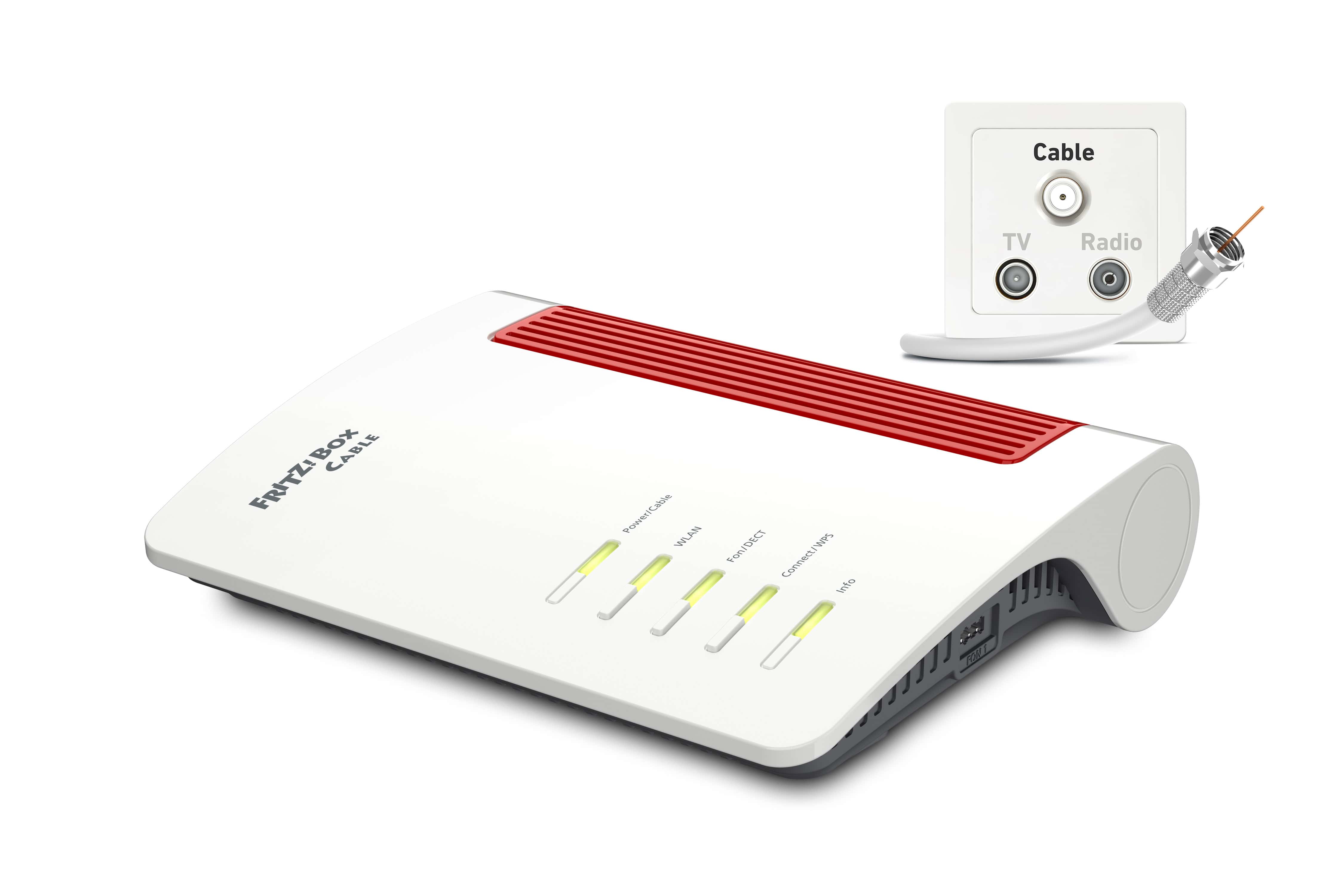 FRITZ!Box 6670 Cable Edition International draadloze router 2.5 Gigabit Ethernet Dual-band (2.4 GHz / 5 GHz) Rood, Wit (20003083) thumbnail