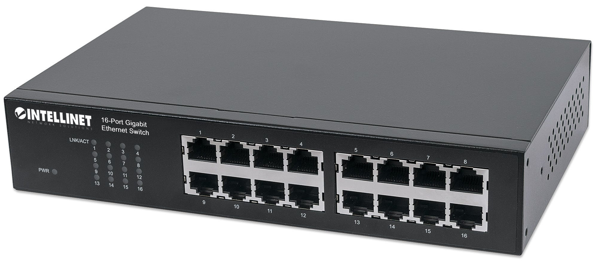 Intellinet 16-poorts Gigabit Ethernet netwerk switch, RJ45 10/100/1000 Mbps, IEEE 802.3az energiezuinig ethernet, desktop en 19" rackmontage, 3 jaar garantie (561068) thumbnail