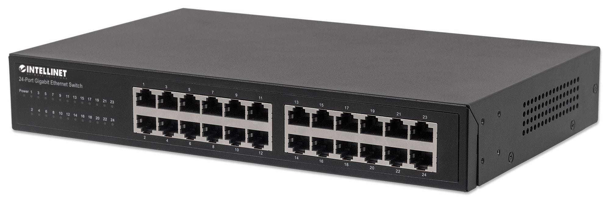 Intellinet 24-poorts Gigabit Ethernet netwerk switch, 24x RJ45 10/100/1000 Mbps, IEEE 802.3az Energy Efficient Ethernet, unmanaged, desktop of 19" rackmontage, metalen behuizing, 3 jaar garantie (561273) thumbnail