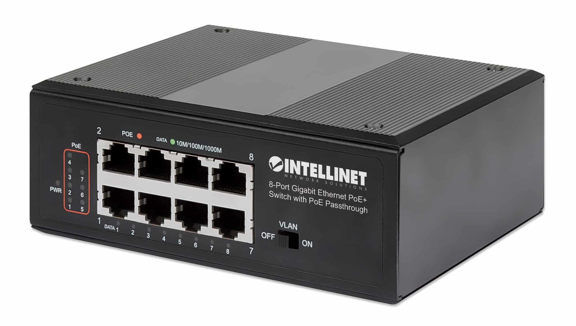 INTELLINET 8-Port PoE+ Gigabit Switch mit PoE-Passthrough (561624) thumbnail