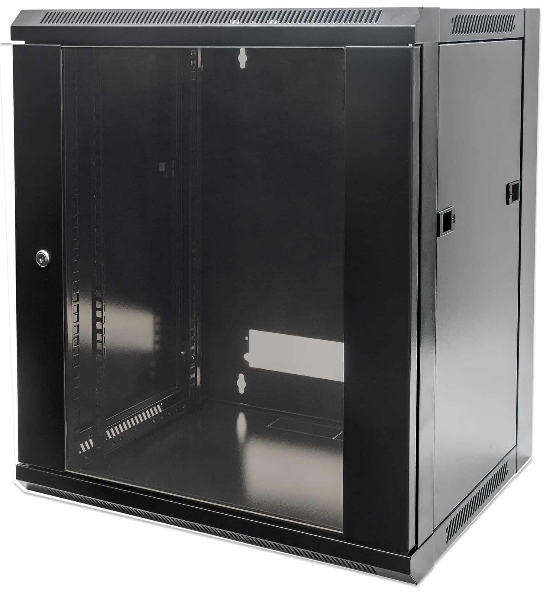 Intellinet 19" netwerkkast wand (standaard), 12U, 600 mm diep, zwart, bouwpakket, max. 60 kg, bruikbare diepte 410 mm, metalen & glazen deur, afneembare zijpanelen, montagemateriaal niet inbegrepen (711883) thumbnail