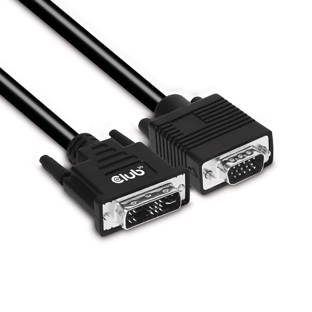 CLUB3D DVI-A TO VGA CABLE M/M 3m/ 9.8ft 28 AWG DVI-D Zwart (CAC-1243) thumbnail