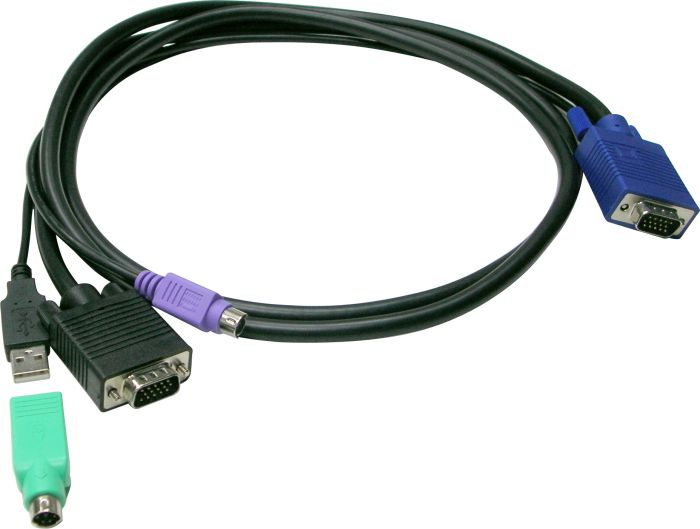 LevelOne ACC-3201 toetsenbord-video-muis (kvm) kabel Zwart 1,8 m (ACC-3201) thumbnail