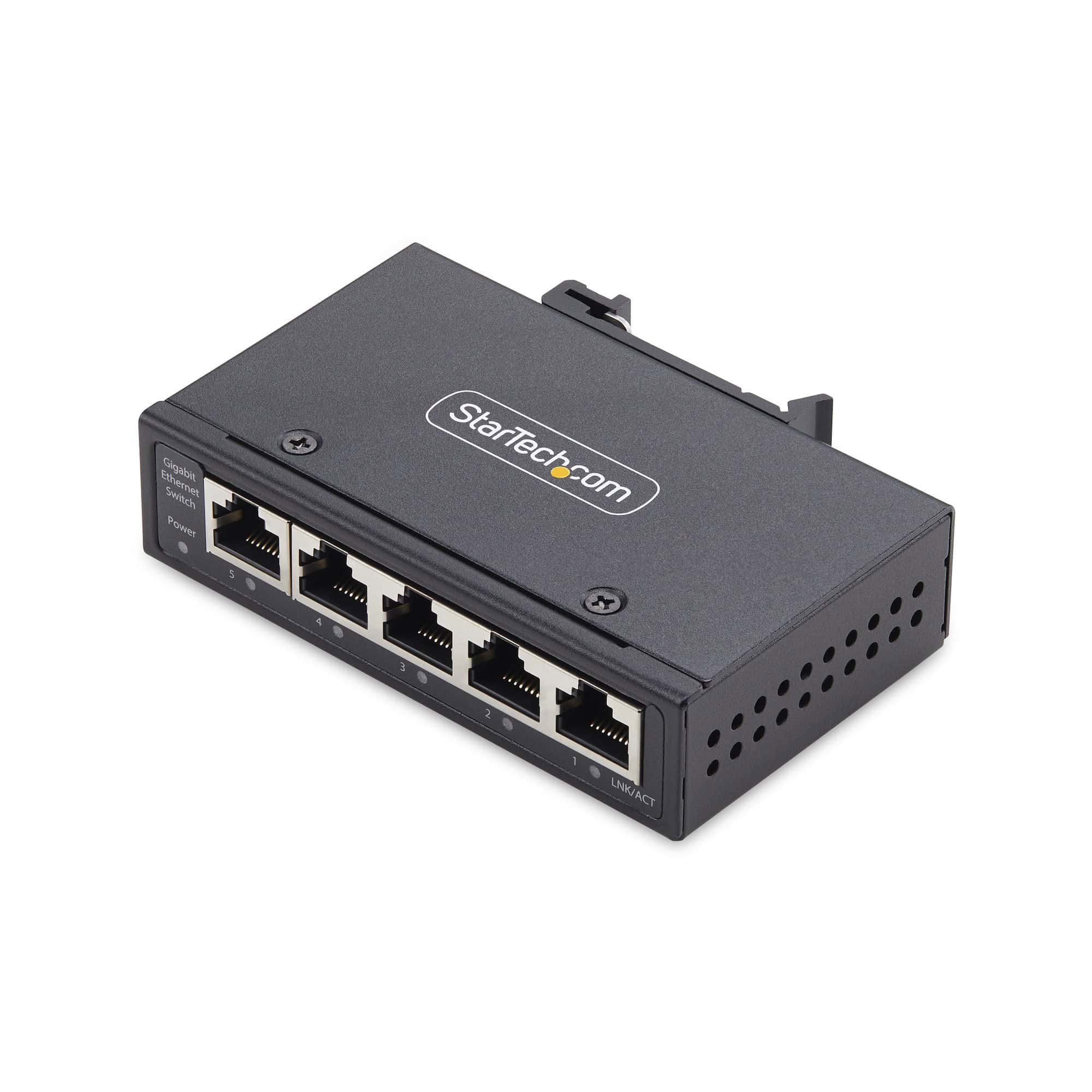 StarTech.com 5-Port Unmanaged Industriële Netwerk Switch, 10/100/1000Mbps Ethernet, DIN Rail/Wandmonteerbaar, Rugged IP30 Gigabit Ethernet Switch, -40°C - 75°C, 9~60V DC, TAA Compliant (I51G-ETHERNET-SWITCH) thumbnail