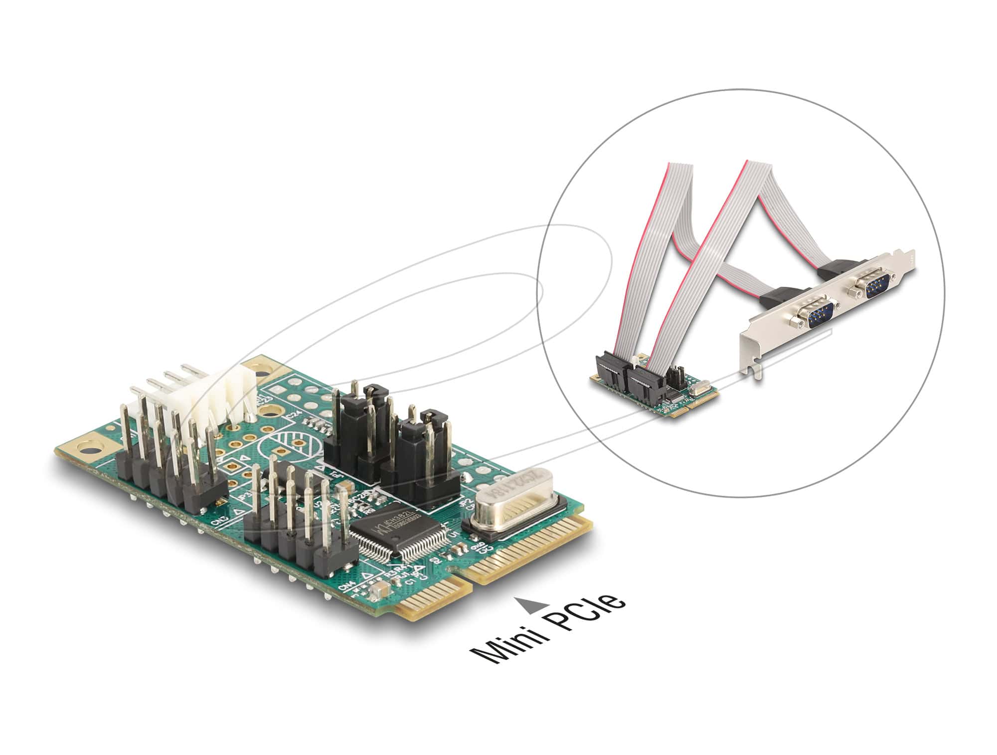 DELOCK Mini PCIe I/O PCIe full size 2x Seriell RS-232 5V/12V (95276) thumbnail