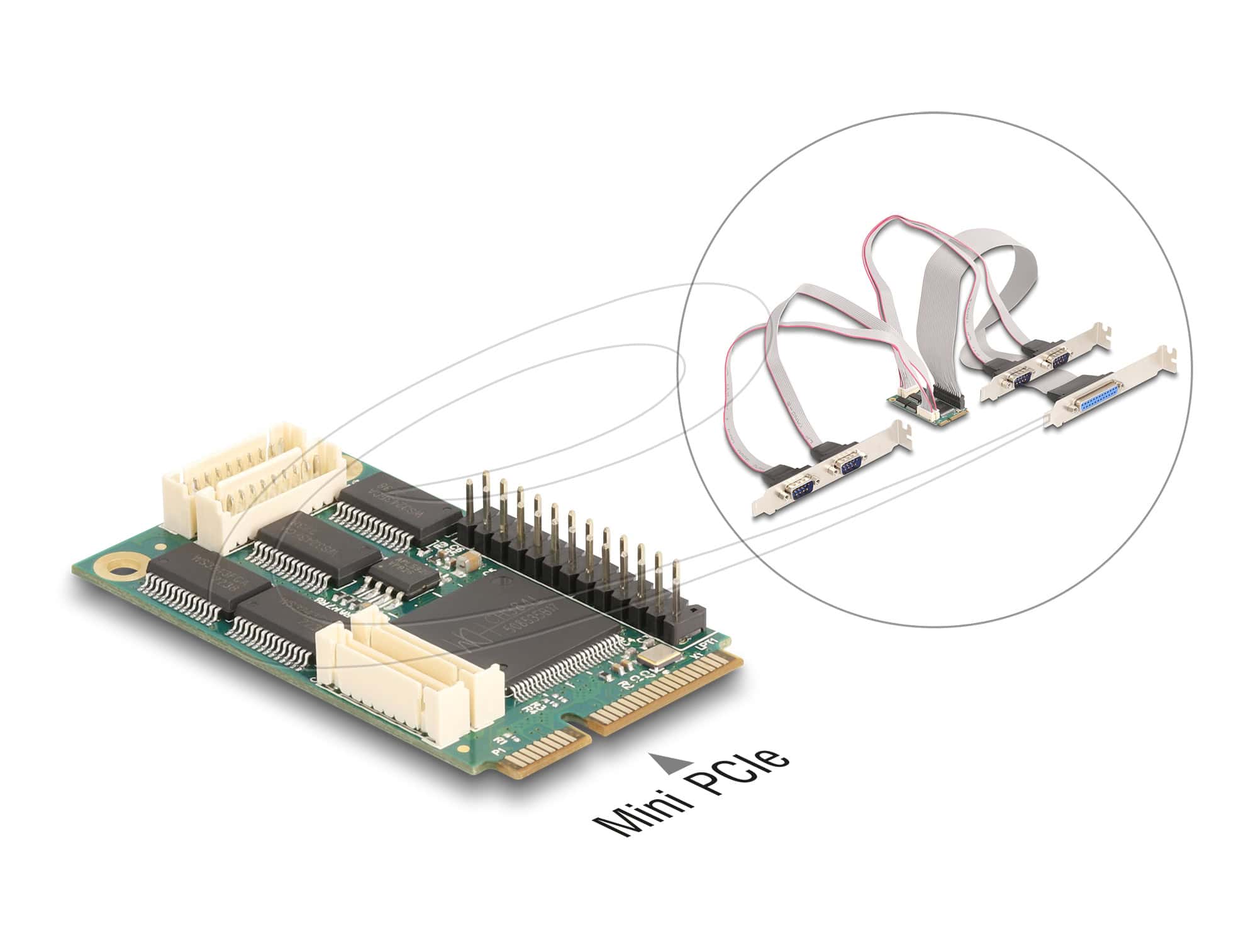 Delock Mini PCIe I/O PCIe full size 4x Seriell, 1x Parallel (95279) thumbnail