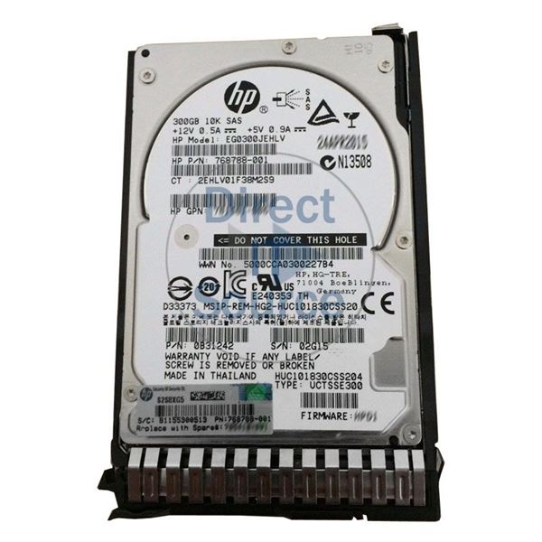 HP HDD 300GB SAS 2.5 INCH 10 KRPM (768788-001) thumbnail