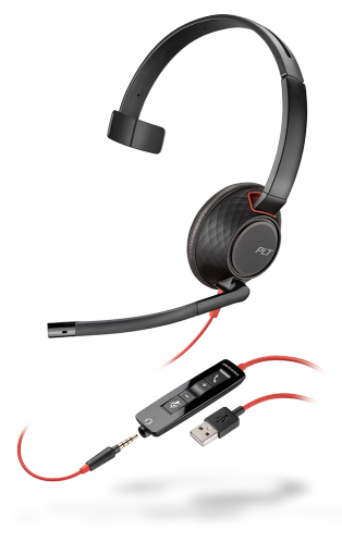 POLY Blackwire 5210 Headset Bedraad Hoofdband Oproepen/muziek USB Type-A Zwart, Rood (207577-03) thumbnail