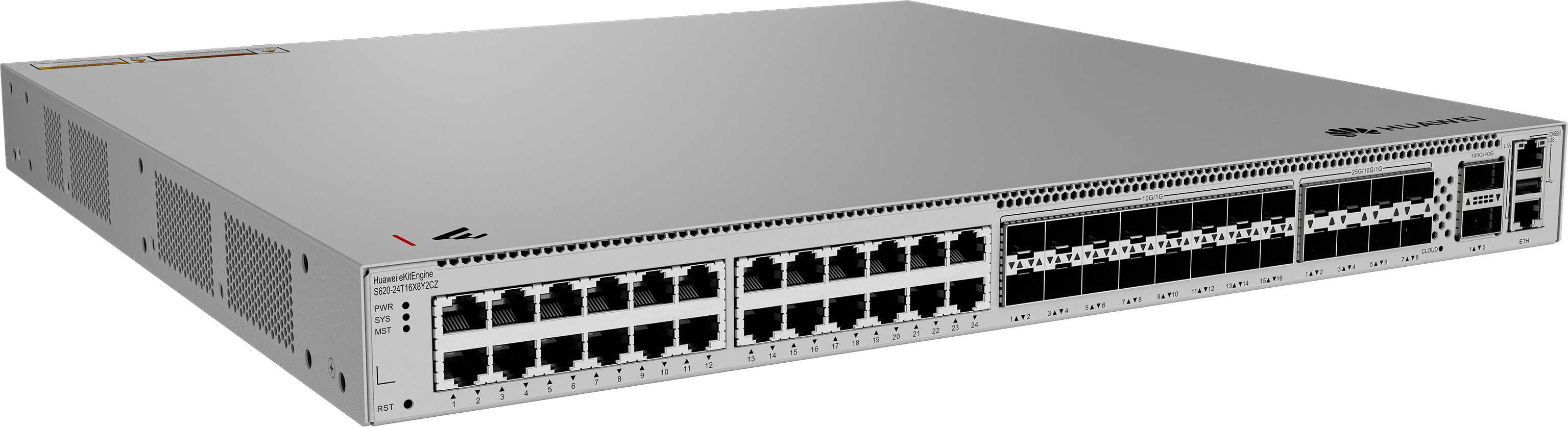 HUAWEI eKit S600 Series S620-24T16X8Y2CZ Managed L3 Gigabit Ethernet (10/100/1000) 1U Grijs (98012536) thumbnail