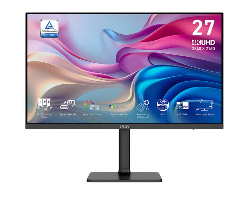 MSI MODERN MD272UPHGDE computer monitor 68,6 cm (27) 3840 x 2160 Pixels 4K Ultra HD Zwart (9S6-3PB19H-271) thumbnail