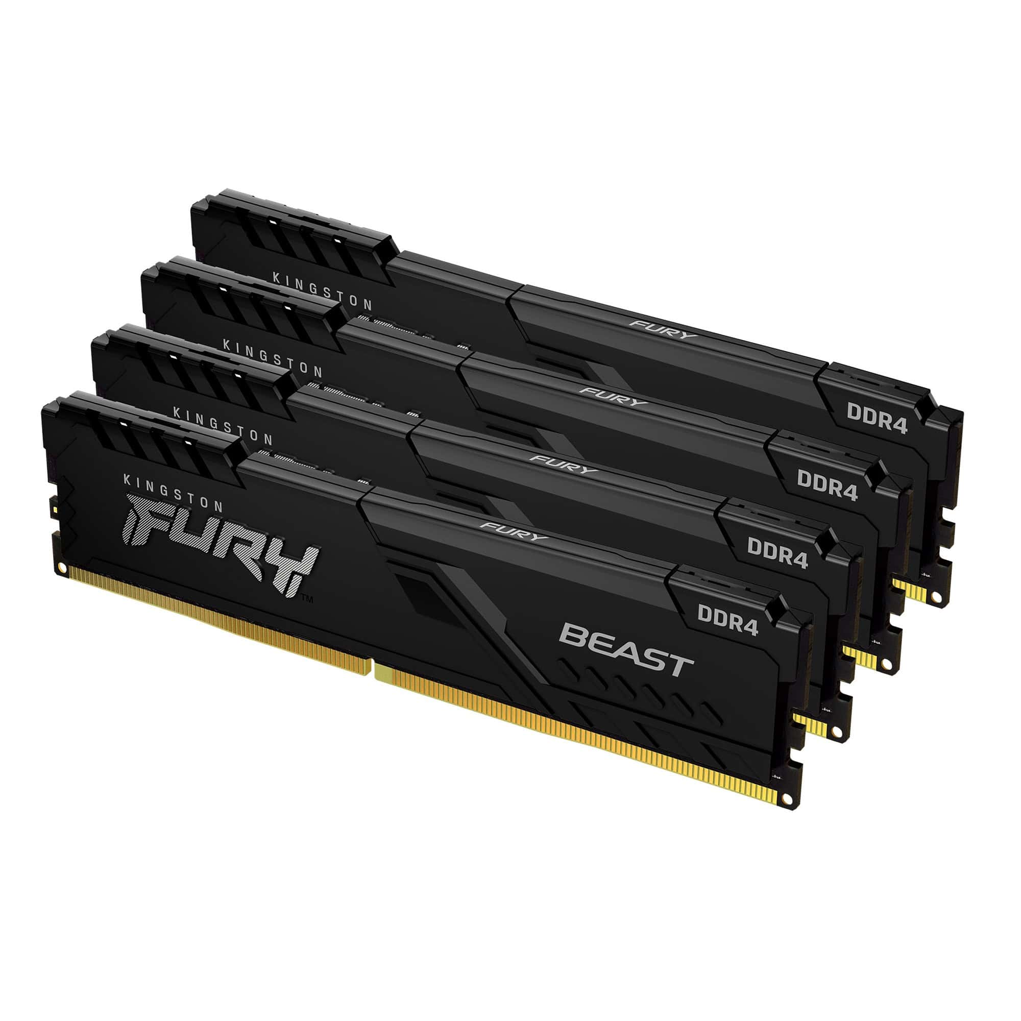 Kingston Technology FURY Beast 32GB 3200MT/s DDR4 CL16 DIMM (Kit van 4) Black (KF432C16BBK4/32) thumbnail