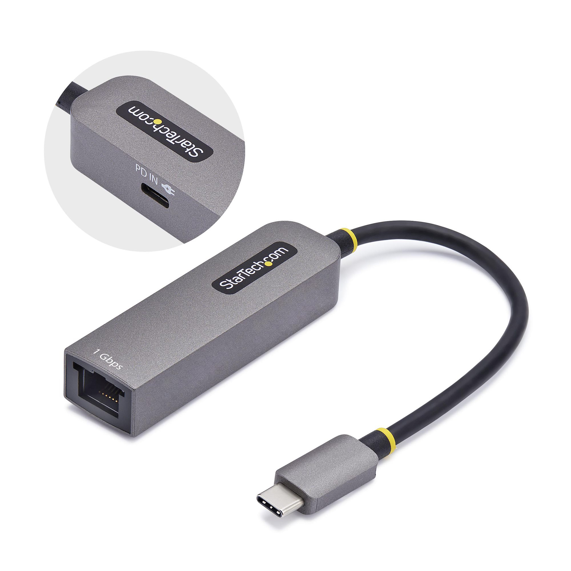StarTech.com USB-C naar Ethernet Adapter, NIC, 100W PD Pass-Through, USB 3.0 Type-C 1Gbps Multi Speed Netwerk Adapter, Gigabit Ethernet, Thunderbolt Compatibel, Windows &amp; Mac (1GPD3-USB-C-ETHERNET) thumbnail