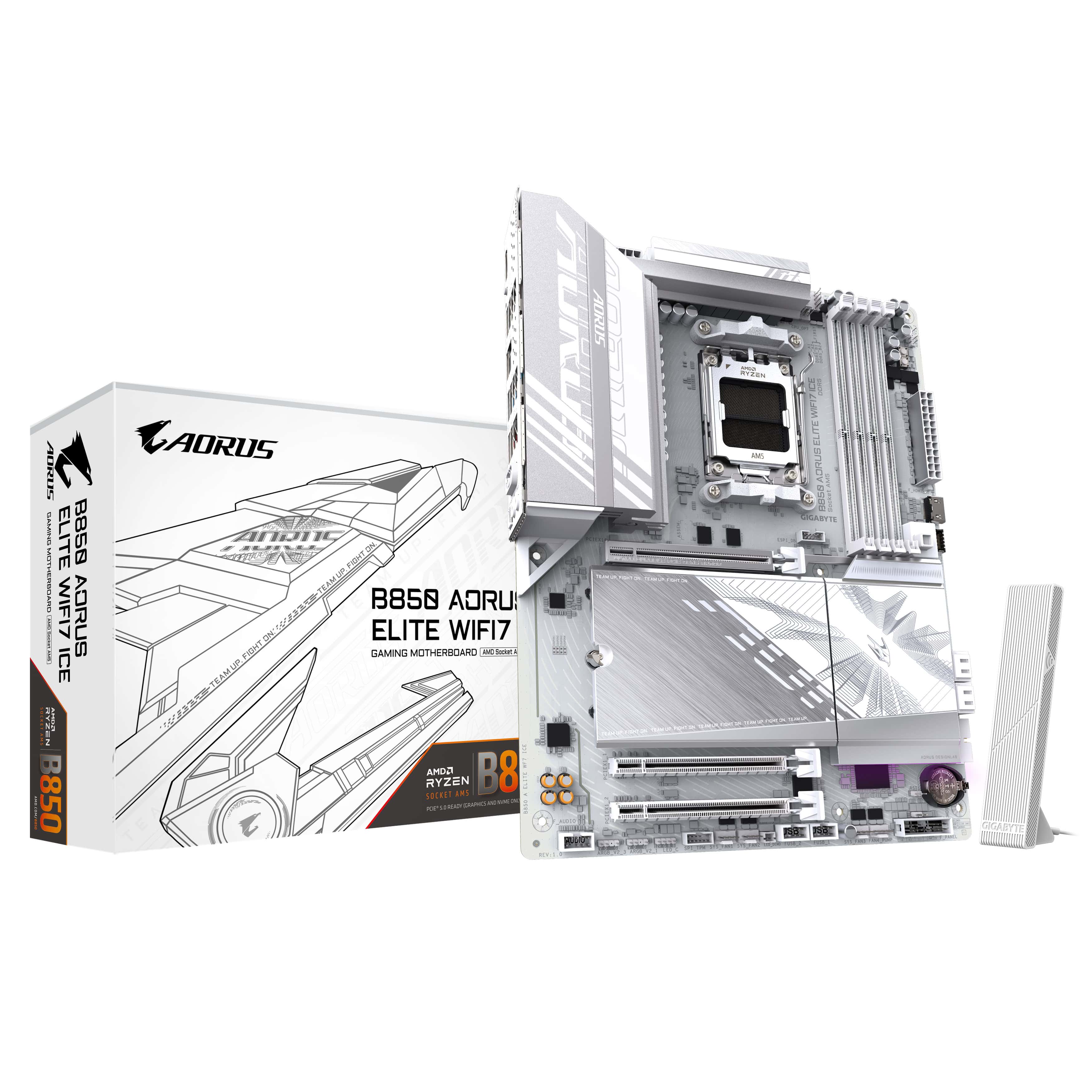 GIGABYTE B850 AORUS ELITE WIFI7 ICE AMD B850 Socket AM5 ATX (B850 AORUS ELITE WF7 ICE) thumbnail