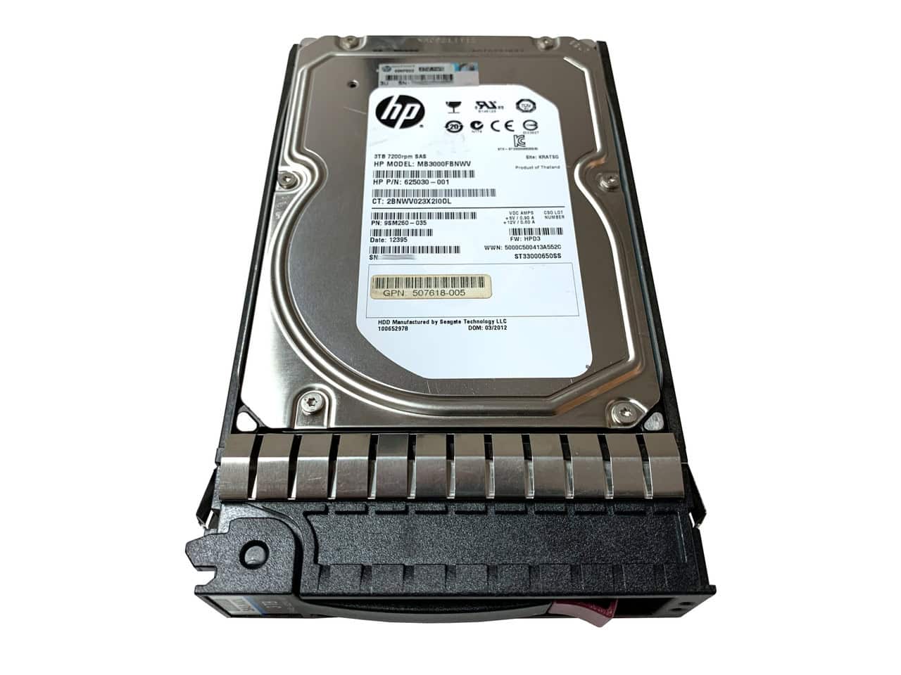 HP SeaLeD SPares 3TB 3G SAS 7.2K (625031-B21-RFB) thumbnail