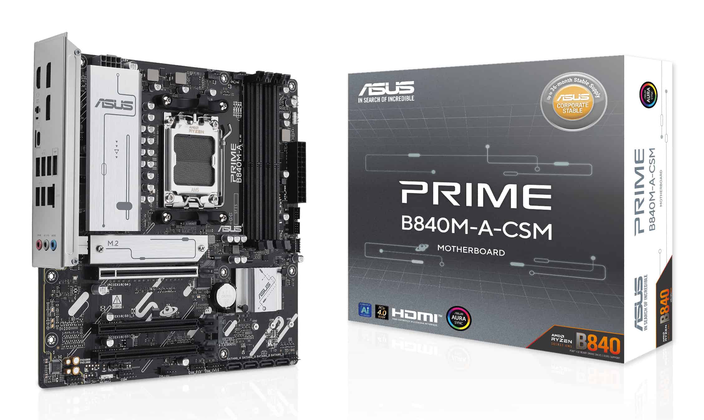 ASUS PRIME B840M-A-CSM AMD B840 Socket AM5 micro ATX (90MB1J10-M0EAYC) thumbnail