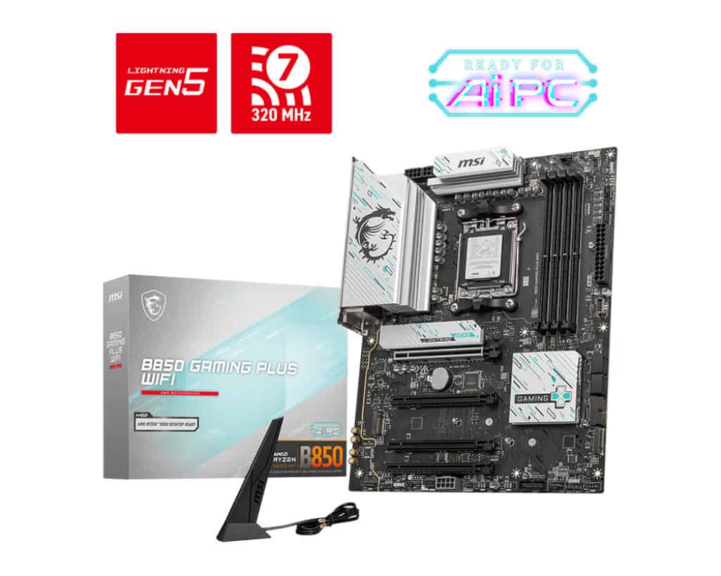 MSI B850 GAMING PLUS WIFI moederbord AMD B850 Socket AM5 ATX (7E56-001R) thumbnail