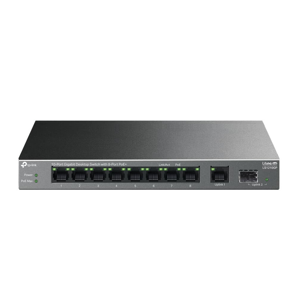 TP-Link LiteWave LS1210GP netwerk-switch Unmanaged Gigabit Ethernet (10/100/1000) Power over Ethernet (PoE) Zwart (LS1210GP) thumbnail
