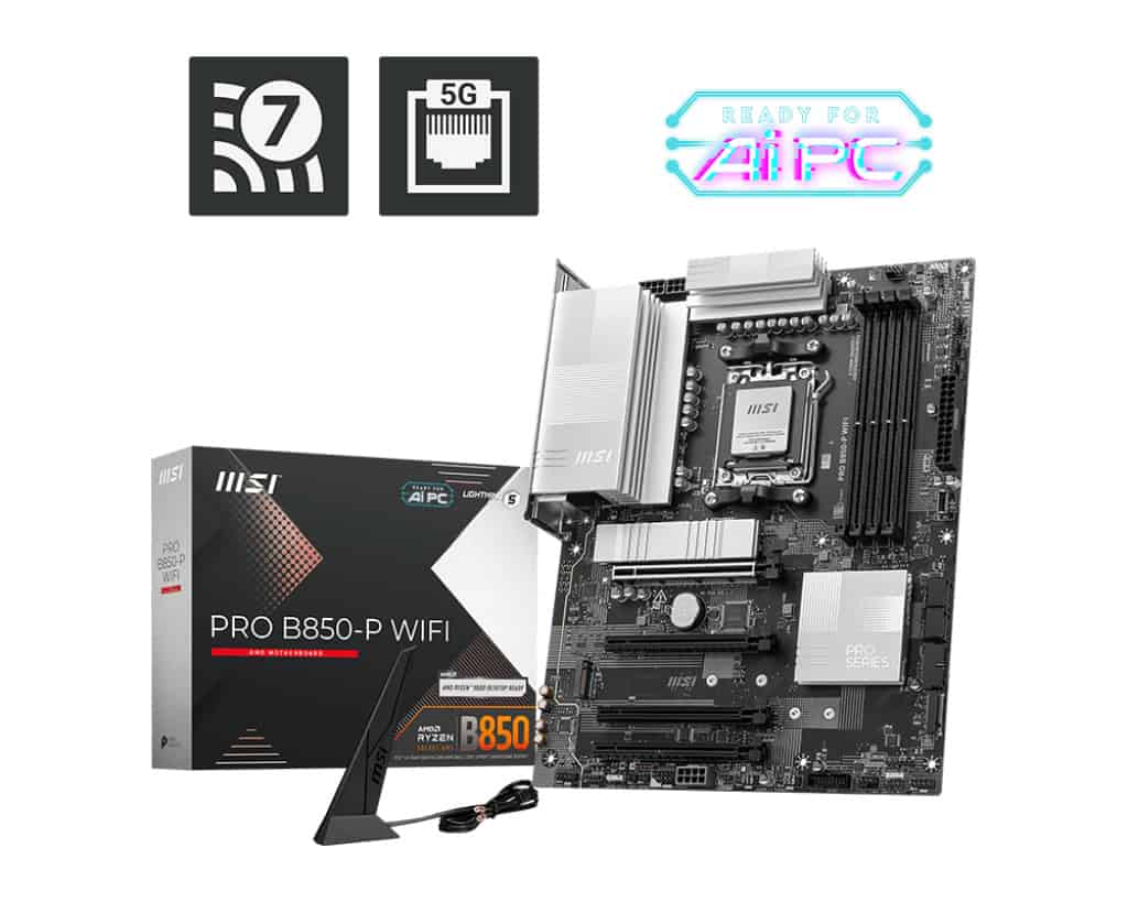 MSI PRO B850-P WIFI moederbord AMD B850 Socket AM5 ATX (7E56-002R) thumbnail