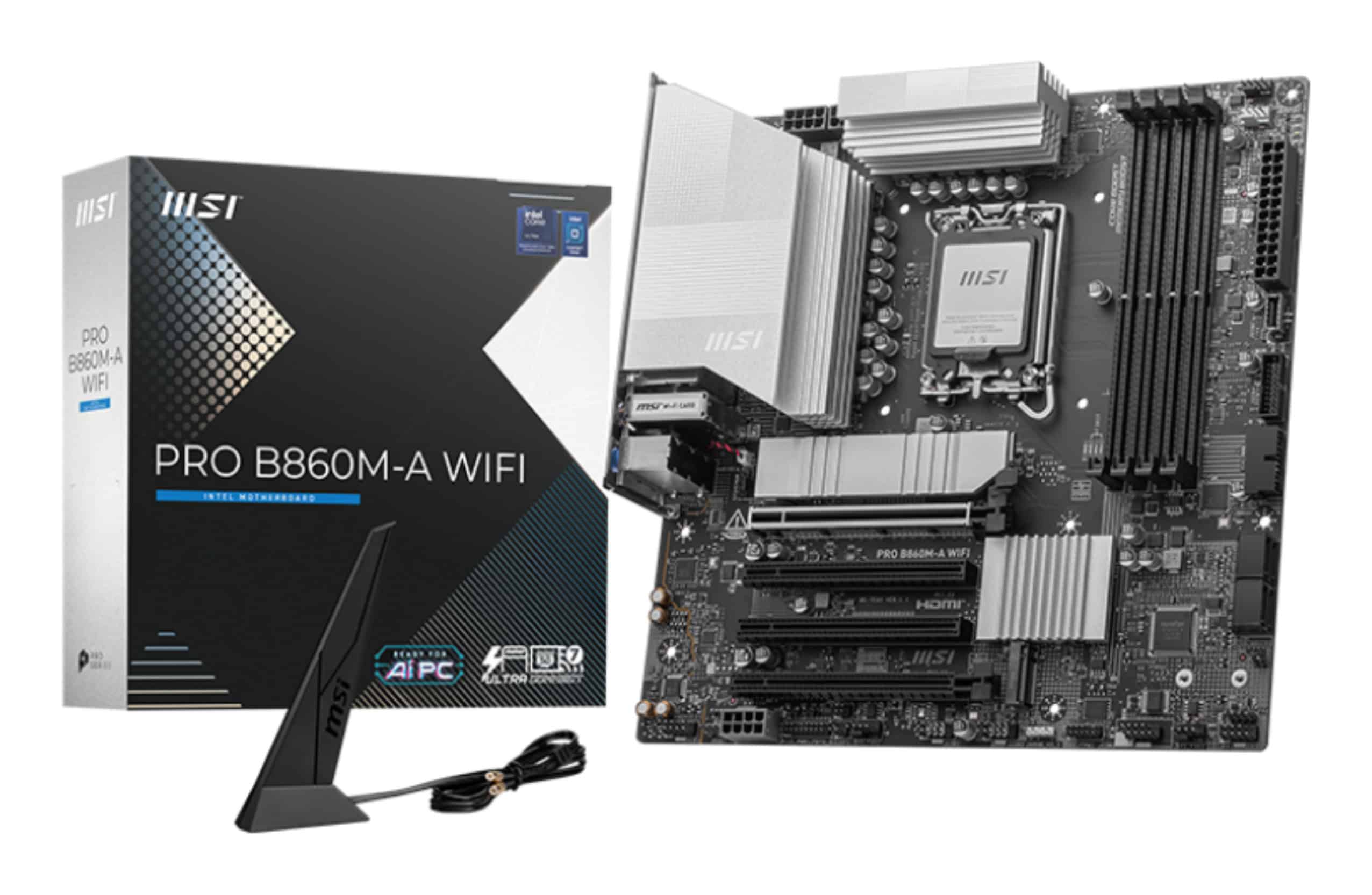 MSI PRO B860M-A WIFI moederbord Intel B860 LGA 1851 (Socket V1) micro ATX (7E42-002R) thumbnail