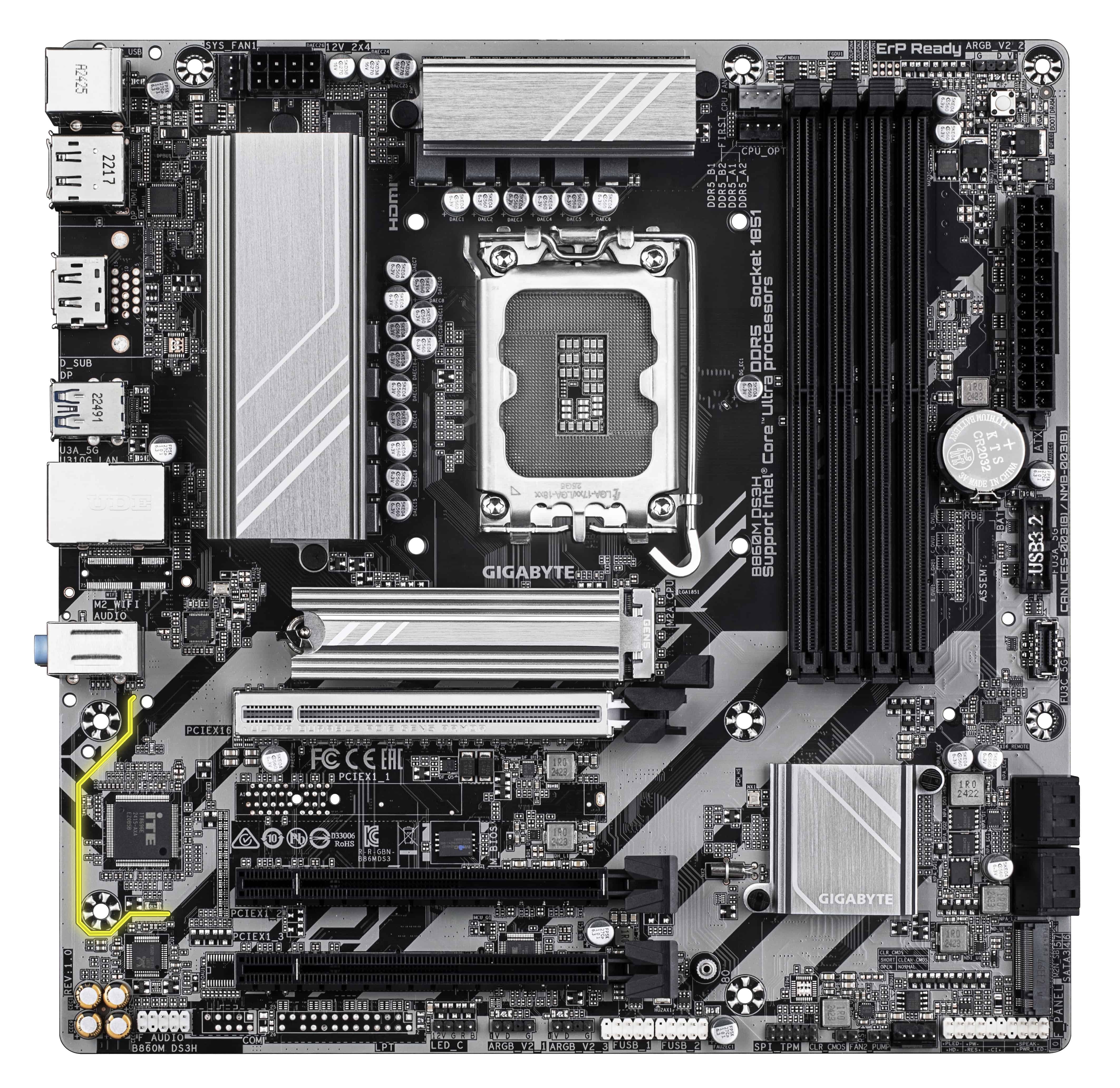 GIGABYTE B860M DS3H moederbord Intel B860 LGA 1851 (Socket V1) micro ATX (B860M DS3H) thumbnail
