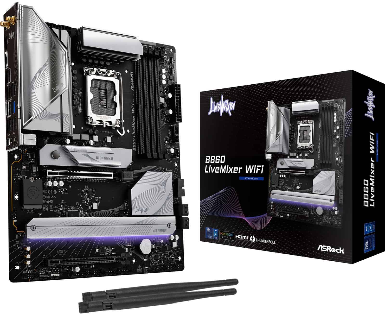 ASRock LGA1851 ASROCK B860 LiveMixer WiFi (90-MXBQV0-A0UAYZ) thumbnail