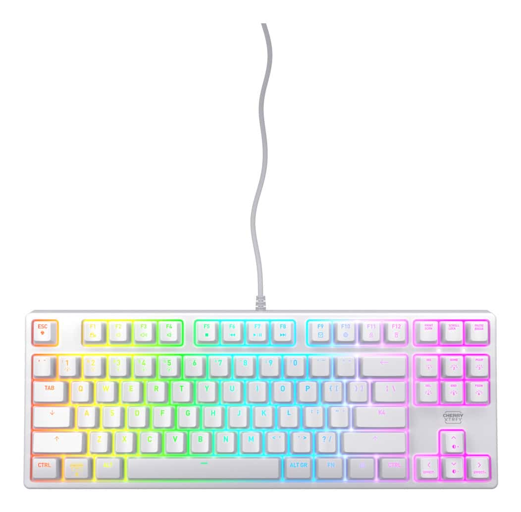 CHERRY K4V2 TKL toetsenbord Gamen USB QWERTY Amerikaans Engels Wit (CX-K4V2-RGB-TKL-WH-R-US) thumbnail