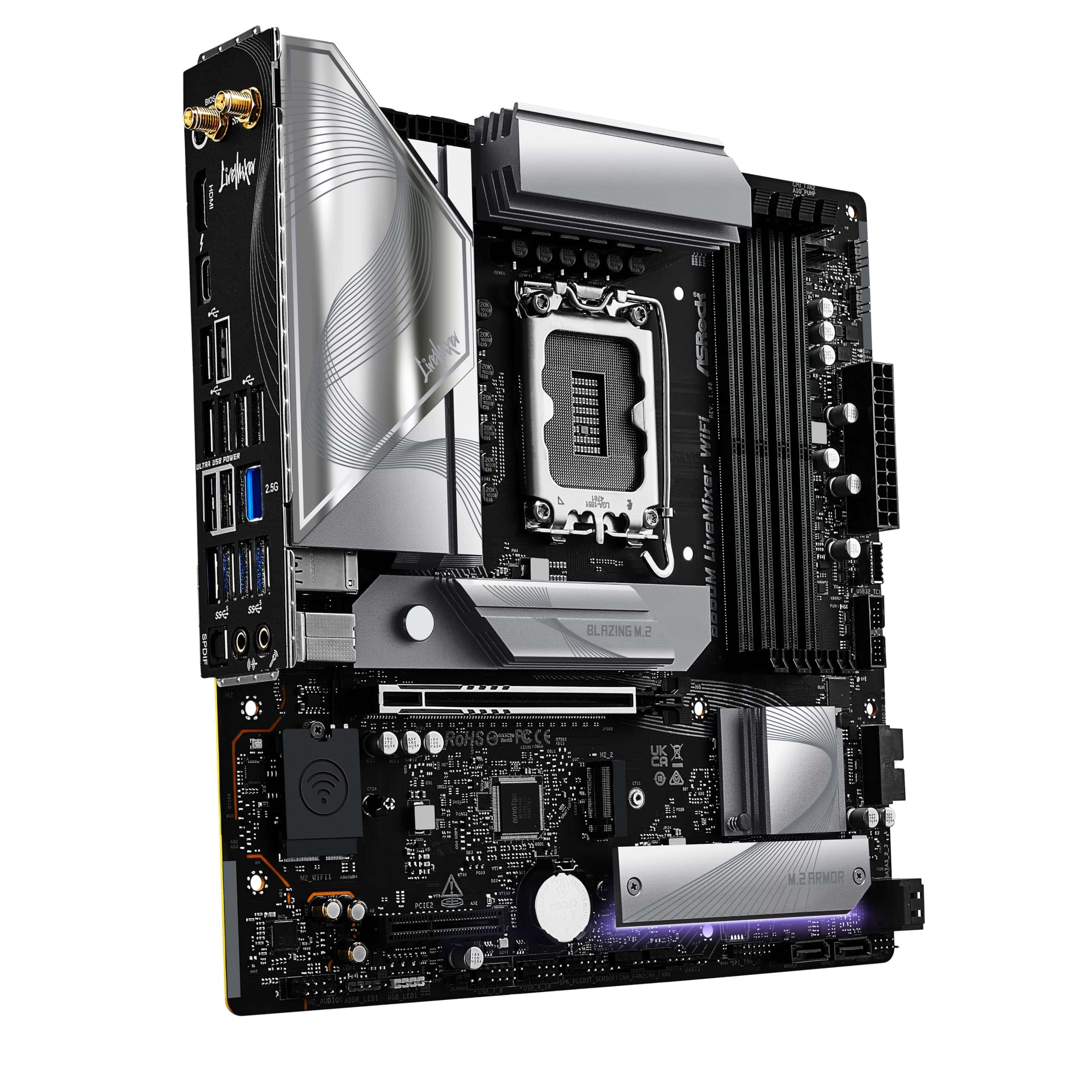 ASRock B860M LiveMixer WiFi Mainboard (90-MXBRT0-A0UAYZ) thumbnail