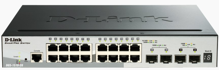 D-Link DGS-1510-20 netwerk-switch Managed L3 Gigabit Ethernet (10/100/1000) Zwart (DGS-1510-20) thumbnail
