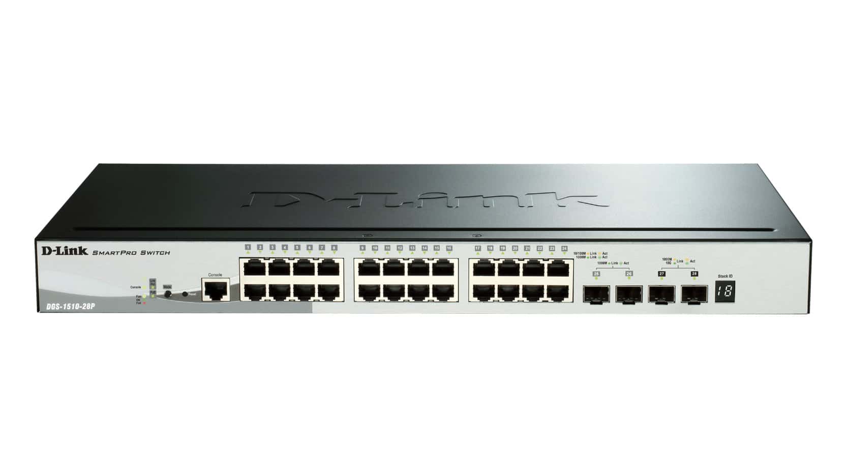 D-Link DGS-1510-28P netwerk-switch Managed L3 Gigabit Ethernet (10/100/1000) Power over Ethernet (PoE) Zwart (DGS-1510-28P) thumbnail D-Link DGS-1510-28P netwerk-switch Managed L3 Gigabit Ethernet (10/100/1000) Power over Ethernet (PoE) Zwart (DGS-1510-28P) thumbnail
