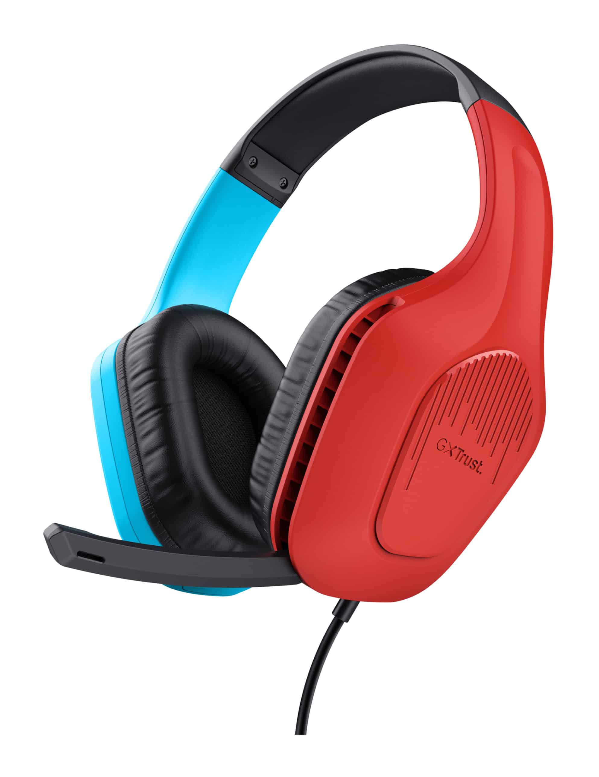 Trust GXT 416S Zirox Gaming Headset - USB gamingheadset – RGB-verlichting – Opklapbare microfoon – Zwart/Cyaan/Rood (25423) thumbnail