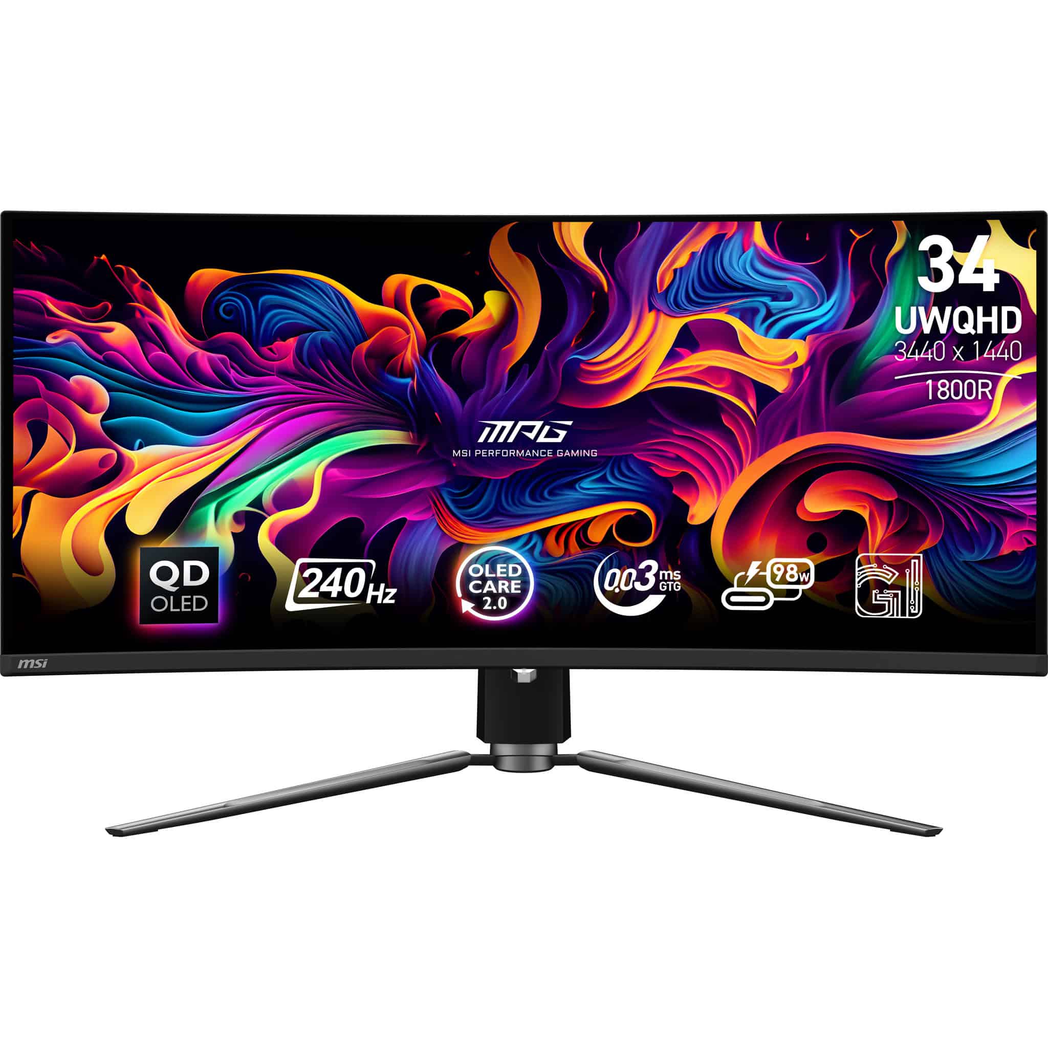 MSI MPG 341CQPX QD-OLED computer monitor 86,4 cm (34) 3440 x 1440 Pixels UltraWide Quad HD Zwart (MPG 341CQPX QD-OLED) thumbnail