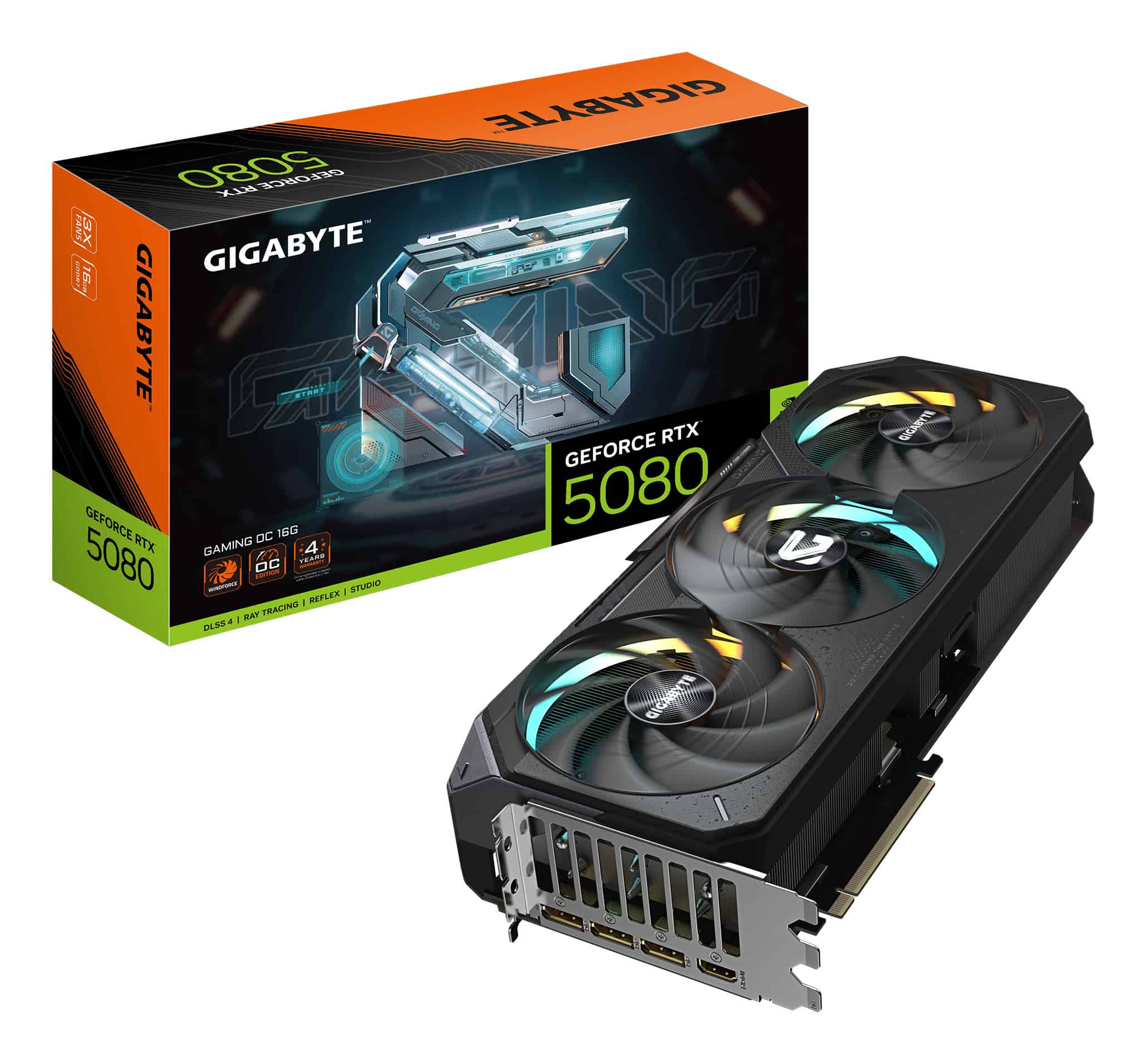 GIGABYTE GeForce RTX 5080 GAMING OC 16G NVIDIA 16 GB GDDR7 (GV-N5080GAMING OC-16GD) thumbnail