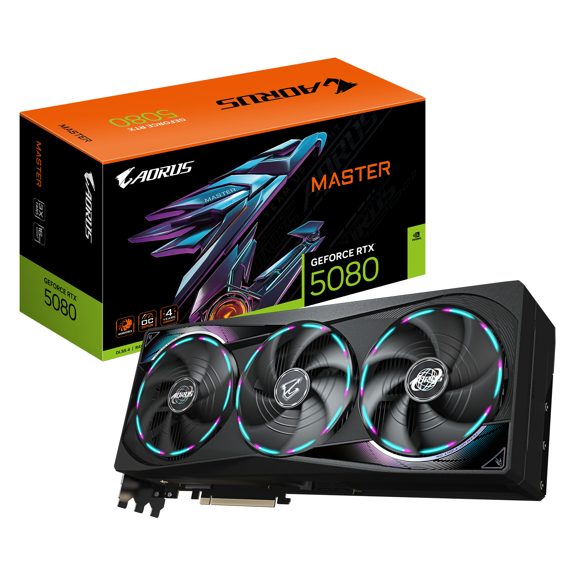 GIGABYTE AORUS GeForce RTX 5080 MASTER 16G NVIDIA 16 GB GDDR7 (GV-N5080AORUS M-16GD) thumbnail