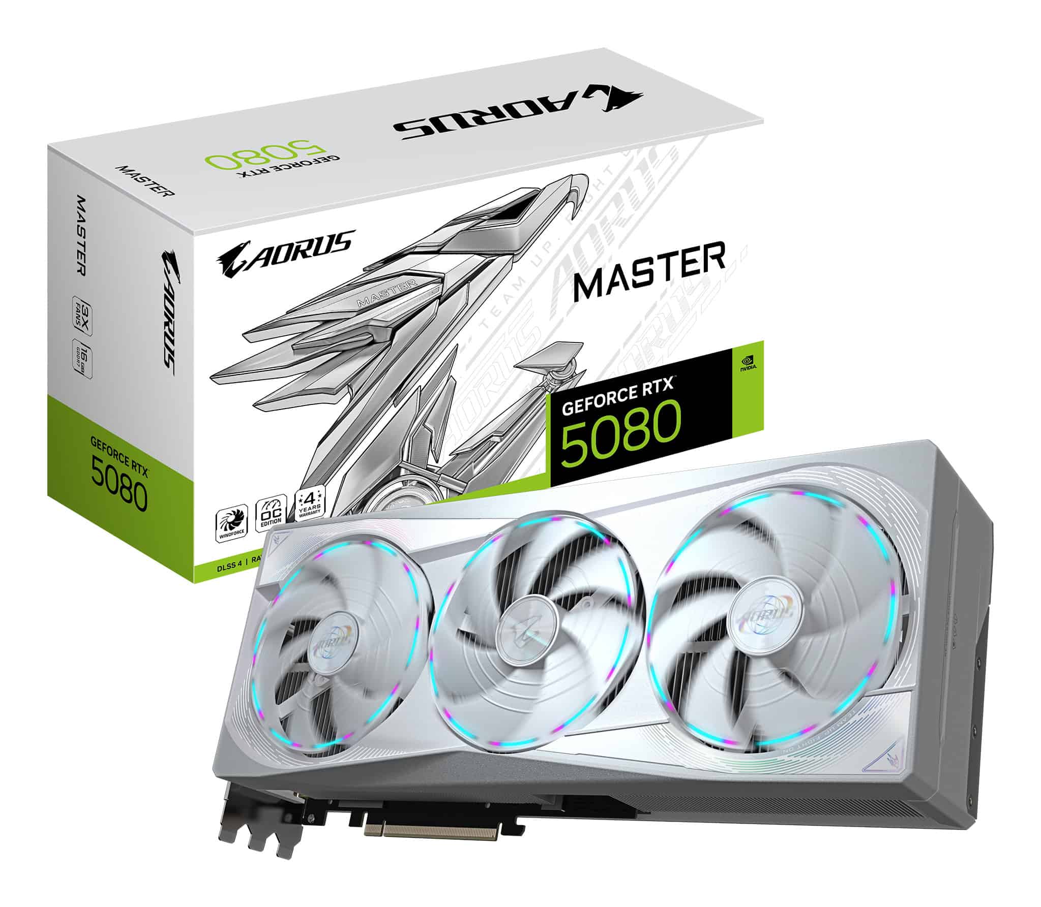 GIGABYTE AORUS GeForce RTX 5080 MASTER ICE 16G NVIDIA 16 GB GDDR7 (GV-N5080AORUSM ICE-16GD) thumbnail