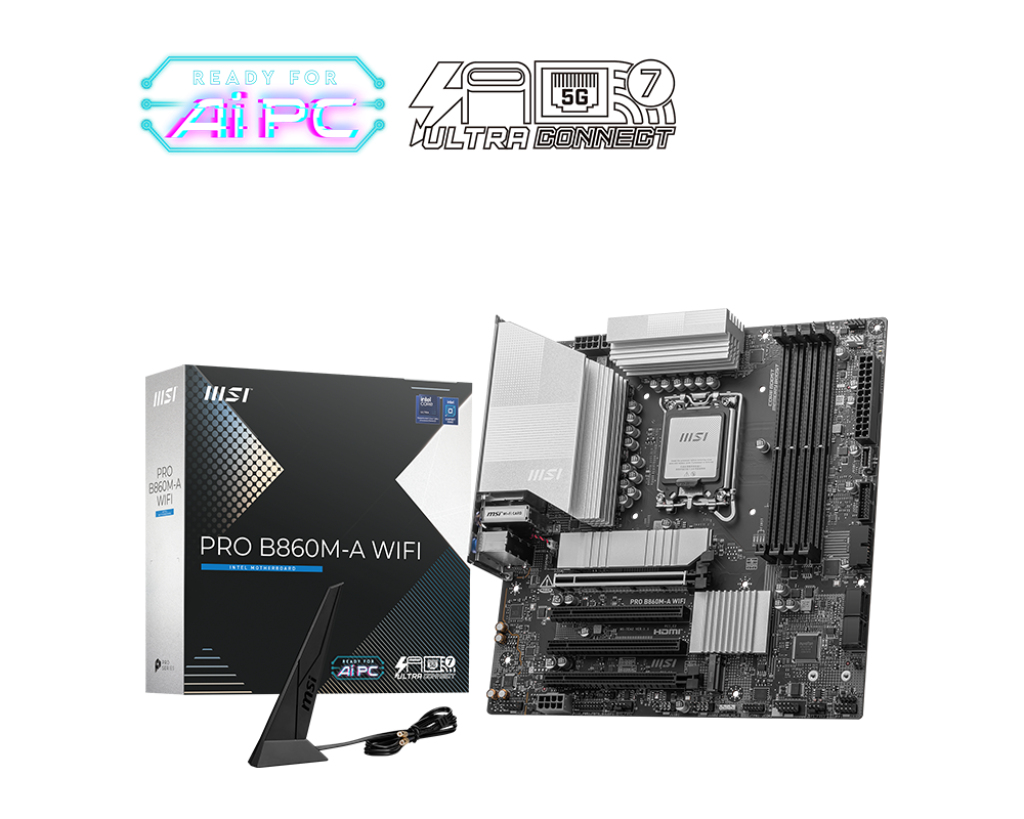 MSI PRO B860M-A WIFI moederbord Intel B860 LGA 1851 (Socket V1) micro ATX (PRO B860M-A WIFI) thumbnail