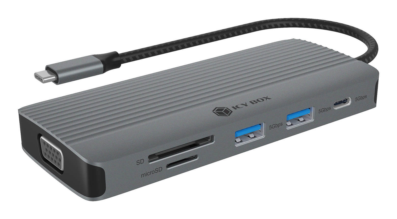 ICY BOX IB-DK4040a-CPD Bedraad USB 3.2 Gen 1 (3.1 Gen 1) Type-C Aluminium, Zilver (IB-DK4040A-CPD) thumbnail