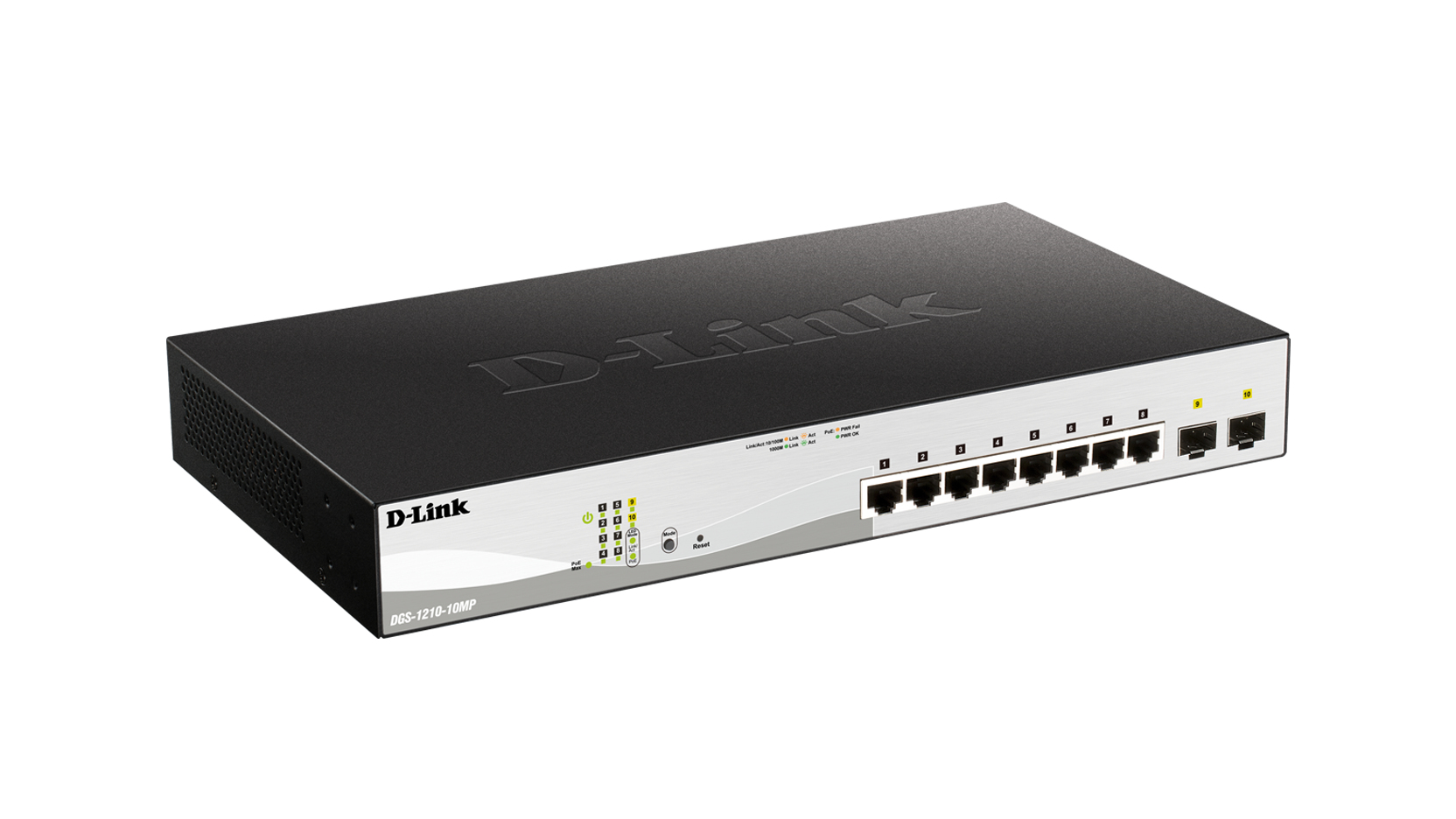 D-Link DGS-1210-10MP netwerk-switch Managed L2/L3 Gigabit Ethernet (10/100/1000) Power over Ethernet (PoE) Zwart (DGS-1210-10MP) thumbnail D-Link DGS-1210-10MP netwerk-switch Managed L2/L3 Gigabit Ethernet (10/100/1000) Power over Ethernet (PoE) Zwart (DGS-1210-10MP) thumbnail