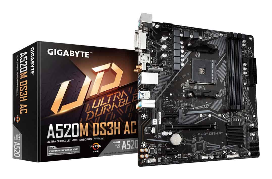 GIGABYTE A520M DS3H AC moederbord AMD A520 Socket AM4 micro ATX (A520M DS3H AC) thumbnail