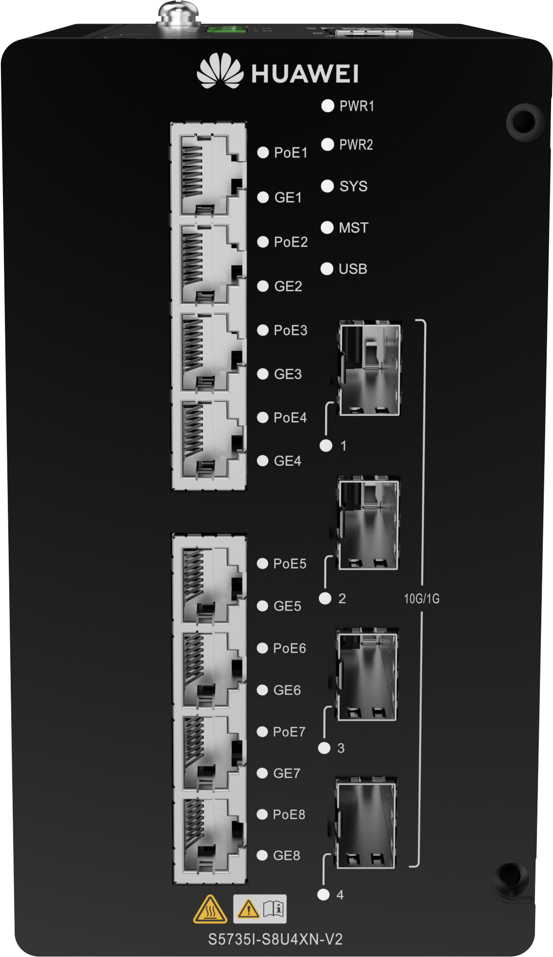 Huawei CloudEngine S5735I-S8U4XN-V2 Managed Gigabit Ethernet (10/100/1000) Power over Ethernet (PoE) Zwart (S5735I-S8U4XN-V2) thumbnail Huawei CloudEngine S5735I-S8U4XN-V2 Managed Gigabit Ethernet (10/100/1000) Power over Ethernet (PoE) Zwart (S5735I-S8U4XN-V2) thumbnail