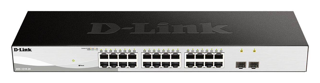 D-Link DGS-1210-26 netwerk-switch Managed L2 Gigabit Ethernet (10/100/1000) 1U Zwart, Grijs (DGS-1210-26) thumbnail