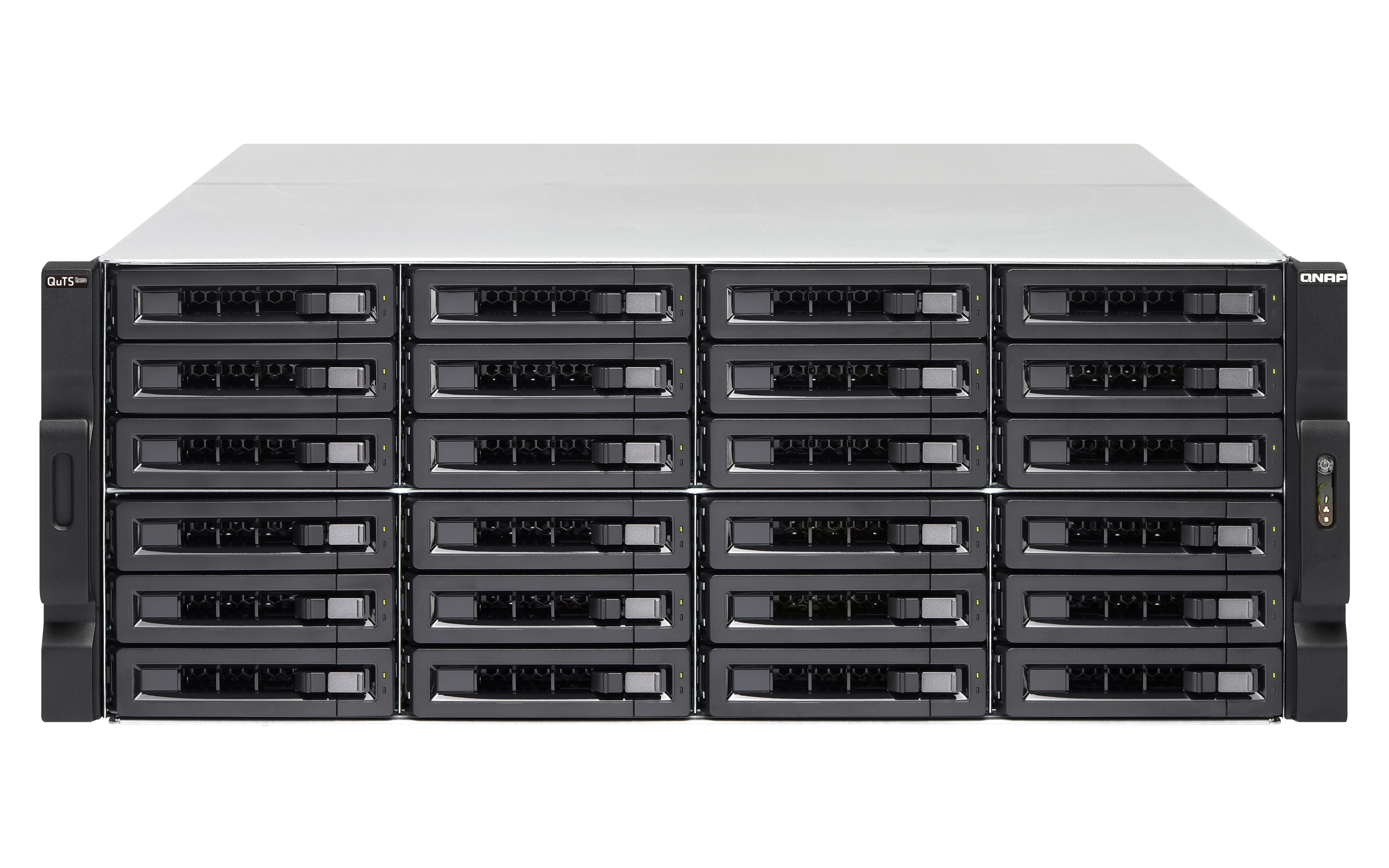 QNAP TS-h2483XU-RP NAS Rack (4U) Intel Xeon E E-2236 128 GB DDR4 0 TB QuTS hero Zwart (TSH2483XURPE2236128G) thumbnail