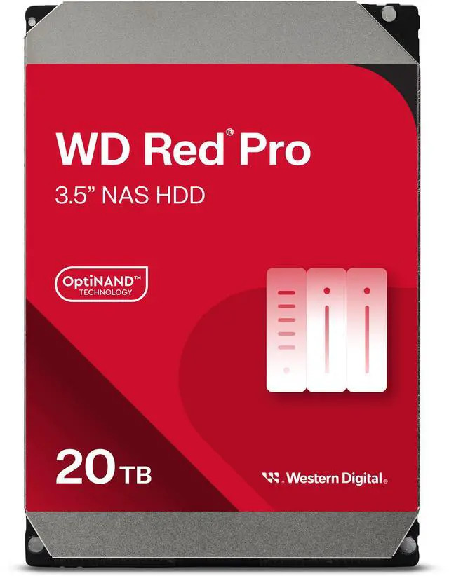 Western Digital WD Red Pro WD202KFGX - Hard drive - Enterprise - 20 TB - internal - 3.5 inch (8.9 cm) (WD202KFGX) thumbnail