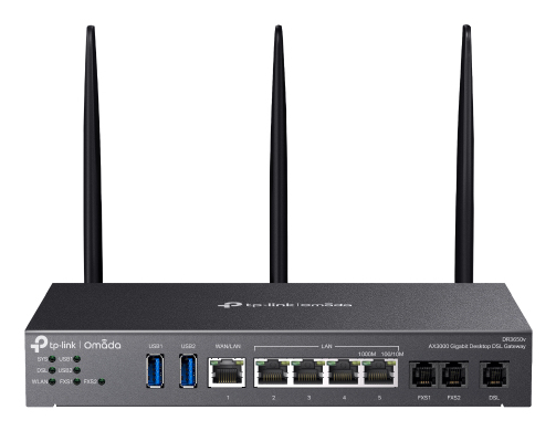 TP-Link Omada AX3000 draadloze router Gigabit Ethernet Dual-band (2.4 GHz / 5 GHz) Zwart (DR3650V) thumbnail