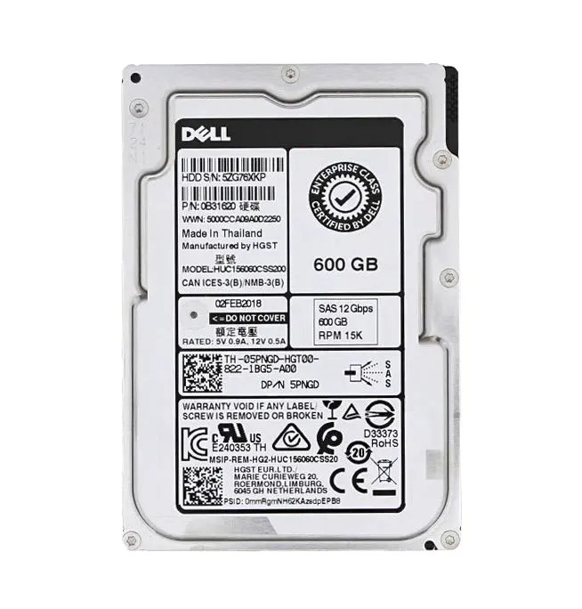 Dell HD 600G 152N IS12 2.5 H-KCF EC (5PNGD-RFB) thumbnail