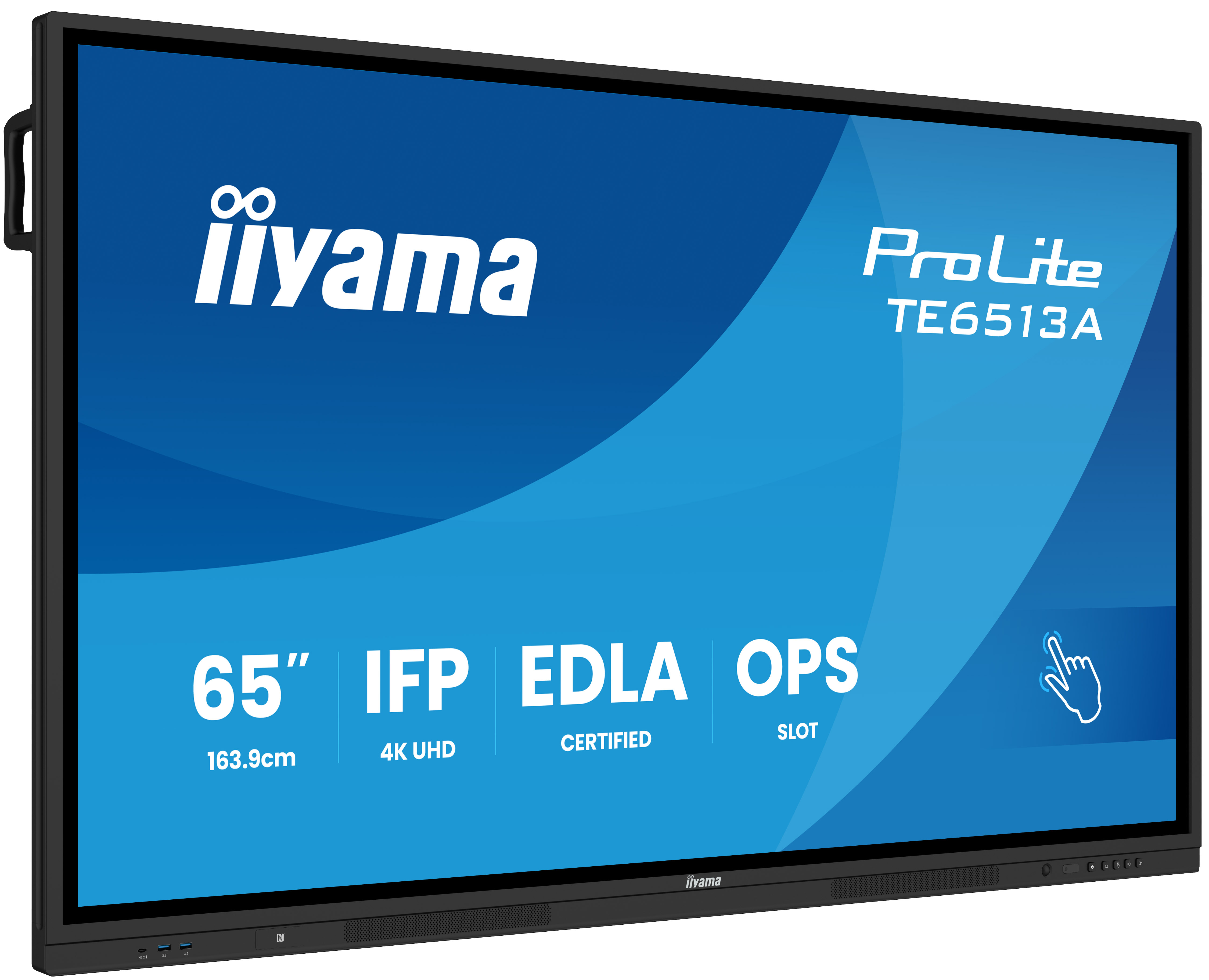 iiyama TE6513A-B1AG beeldkrant Interactief flatscreen 163,8 cm (64.5") Wifi 500 cd/m² 4K Ultra HD Zwart Touchscreen Type processor Android 18/7 (TE6513A-B1AG) thumbnail