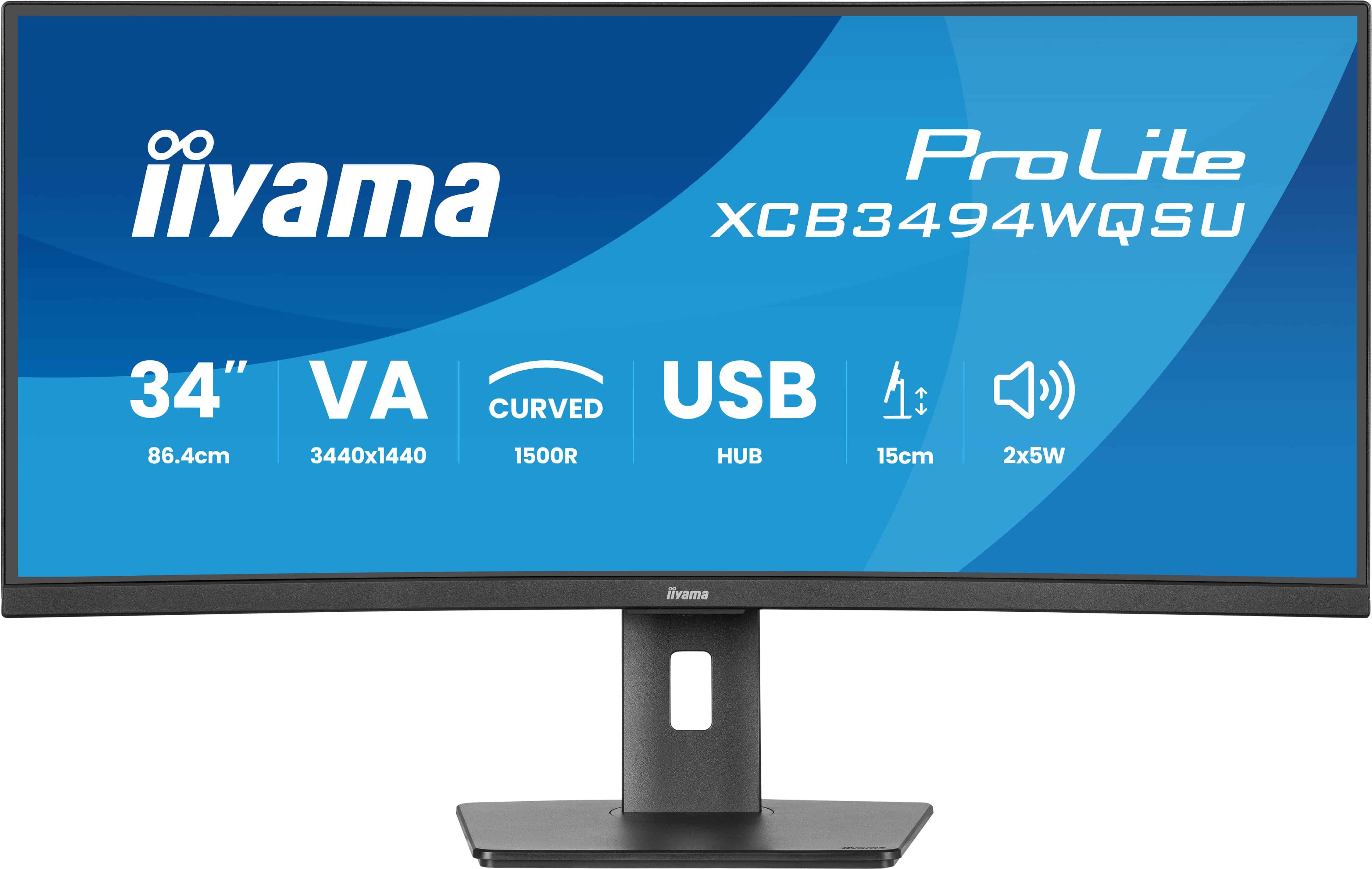 iiyama ProLite XCB3494WQSU-B1 computer monitor 86,4 cm (34) 3440 x 1440 Pixels UltraWide Quad HD LED Zwart (XCB3494WQSU-B1) thumbnail