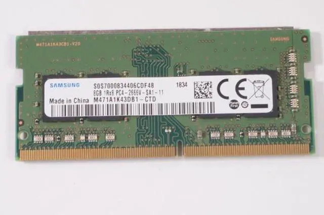 SAMSUNG 8GB (1*8GB) 1RX8 PC4-21300V-S DDR4-2666MHZ SODIMM (M471A1K43DB1-CTD) thumbnail